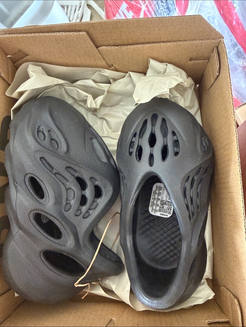adidas Kids Black Foam Slip-On Sandal Clogs with Vent Holes